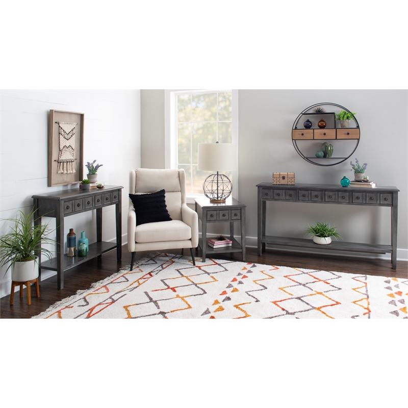 Bowery Hill Birch Wood Gray Console Table Rectangular Slimline Design 60