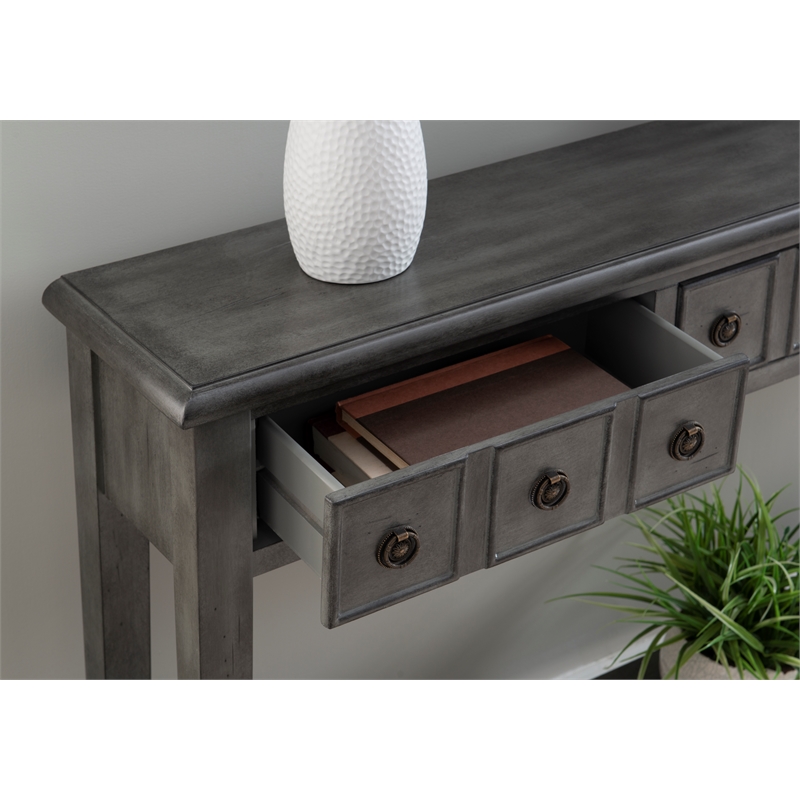Bowery Hill Birch Wood Gray Console Table Rectangular Slimline Design 60