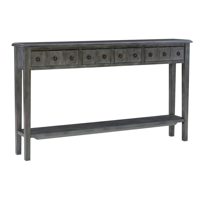 Bowery Hill Birch Wood Gray Console Table Rectangular Slimline Design 60