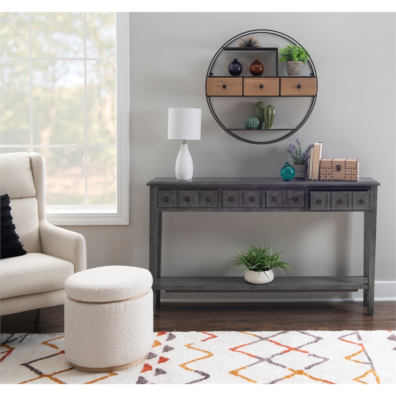Bowery Hill Birch Wood Gray Console Table Rectangular Slimline Design 60