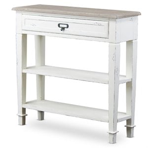Bowery Hill 32&quot Console Table in Distressed White and Natural Finish