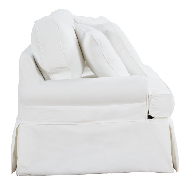 Bowery Hill T-Cushion Fabric Slipcovered Sofa in White Finsih