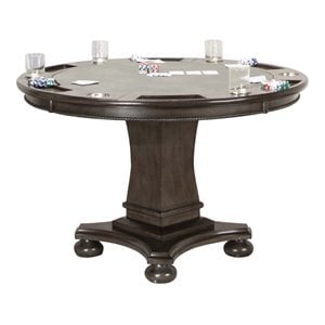Bowery Hill 48&quot Round Reversible Top Wood Dining/Poker Table in Gray