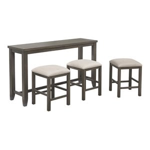 Bowery Hill 4PC 65&quot Rectangular Narrow Wood Pub Set in Gray Finish