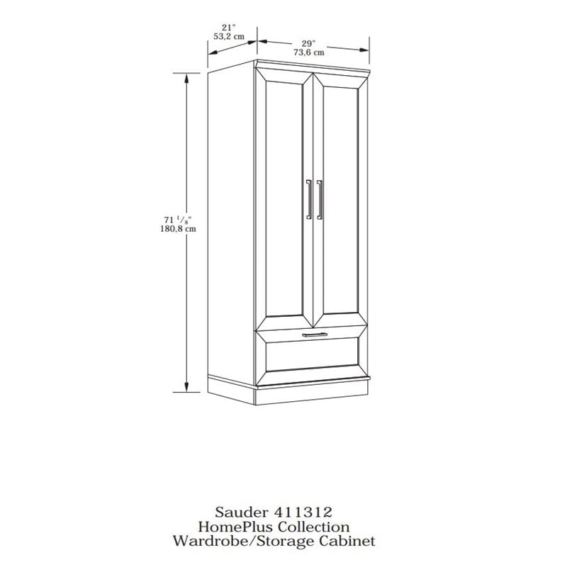 Bowery Hill Metal Wardrobe Armoire with Garment Rod in Dakota Oak