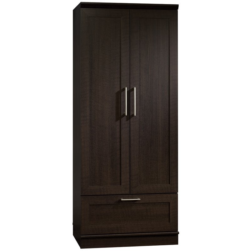 Bowery Hill Metal Wardrobe Armoire with Garment Rod in Dakota Oak