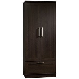Bowery Hill Metal Wardrobe Armoire with Garment Rod in Dakota Oak