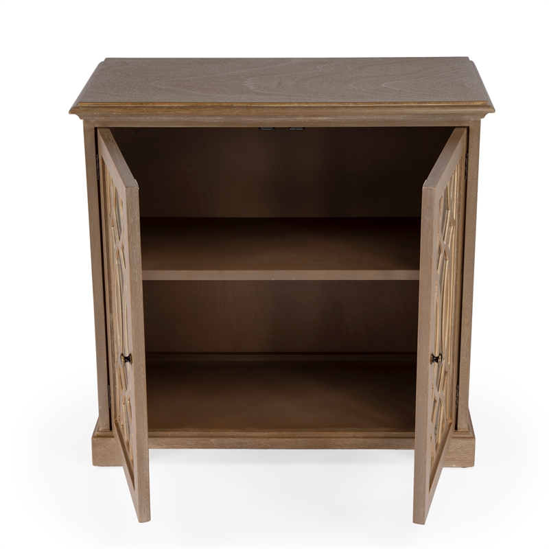 Bowery Hill Traditional Wooden 2 Door Cabinet in Brown Finish