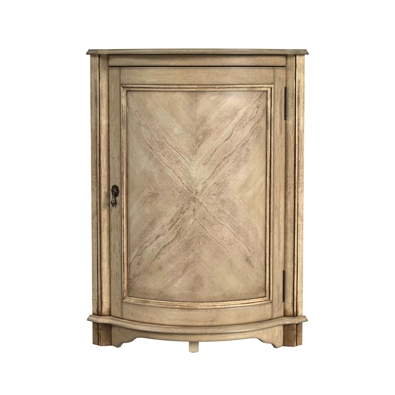 Bowery Hill Traditional Wooden Corner Accent Cabinet - Beige