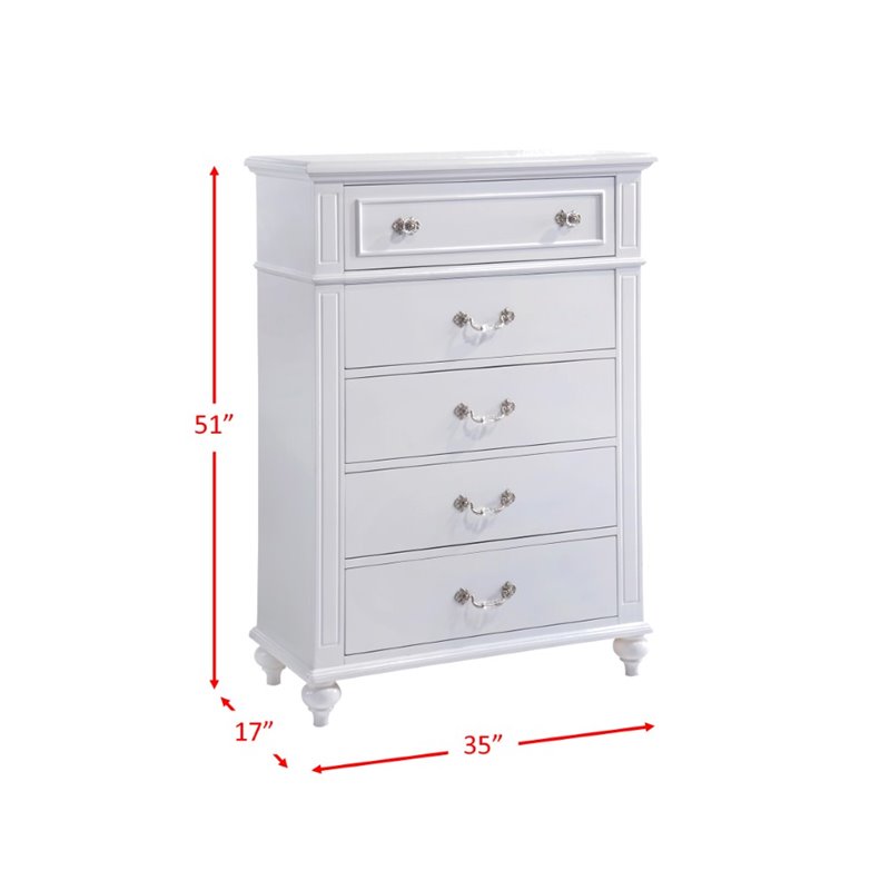 Bowery Hill Modern styled Engineered Wood Chest in White Finish