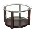 Bowery Hill Wood Espresso Round 3PC Occasional Table Set Glass Assembled