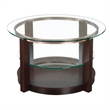 Bowery Hill Wood Espresso Round 3PC Occasional Table Set Glass Assembled