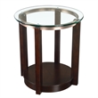Bowery Hill Wood Espresso Round 3PC Occasional Table Set Glass Assembled