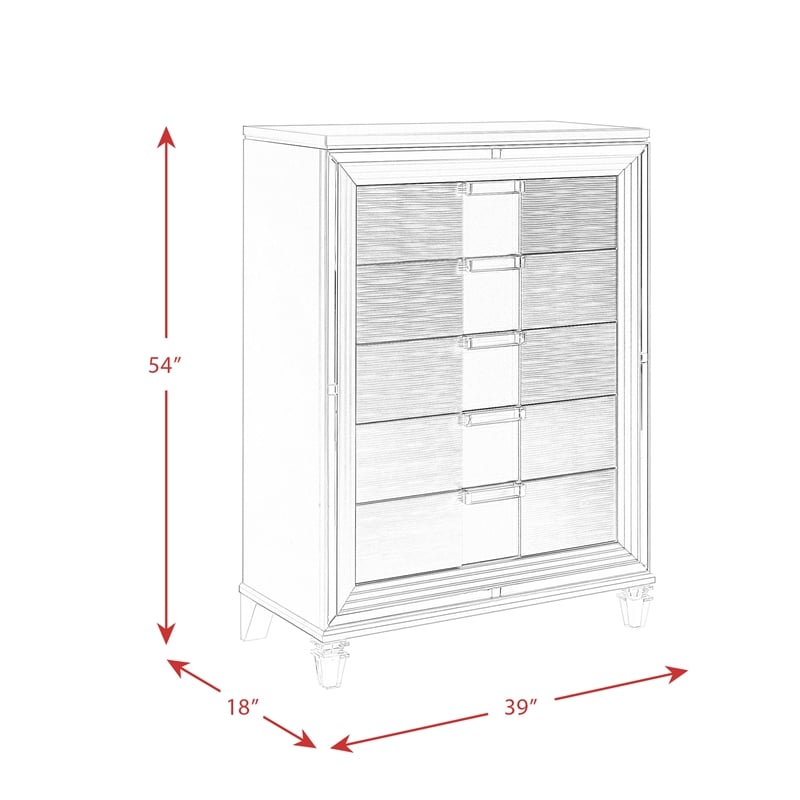 Bowery Hill Transitional Wood Brown Finish 5-Drawer Flip-Top Chest