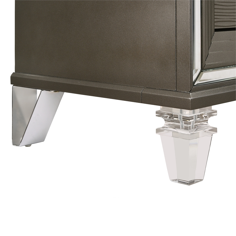 Bowery Hill Transitional Wood Brown Finish 5-Drawer Flip-Top Chest