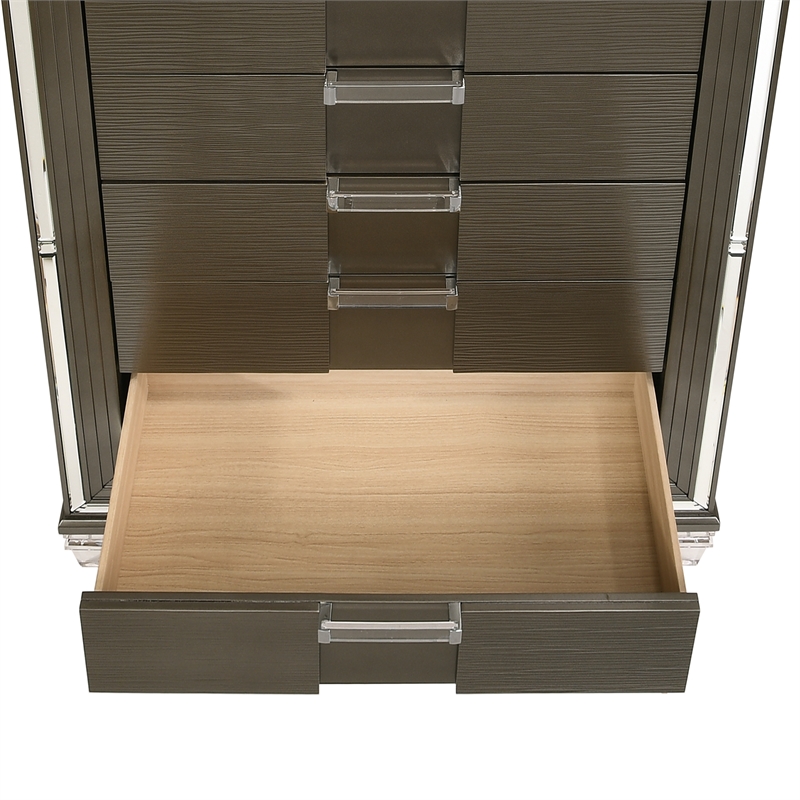 Bowery Hill Transitional Wood Brown Finish 5-Drawer Flip-Top Chest
