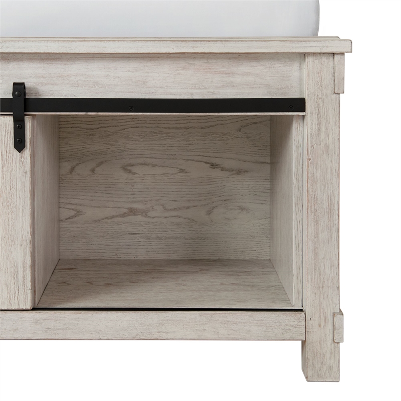 Bowery Hill Farmhouse Wood White Finish King Platform Storage Bed