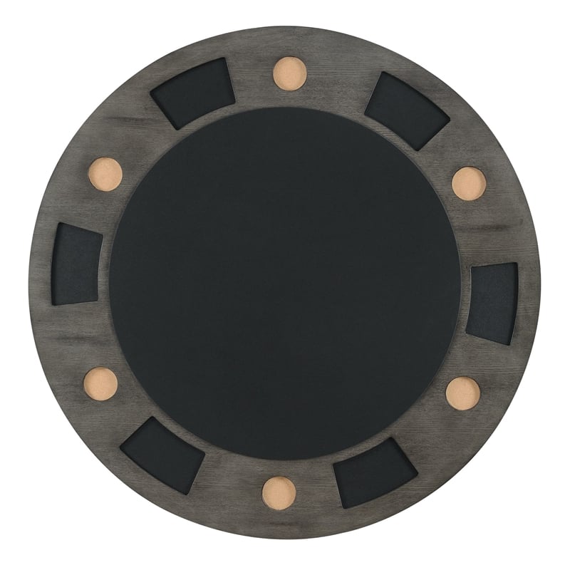 Bowery Hill Modern Wood Gray Finish Round Game Table with Inset Cup Holders