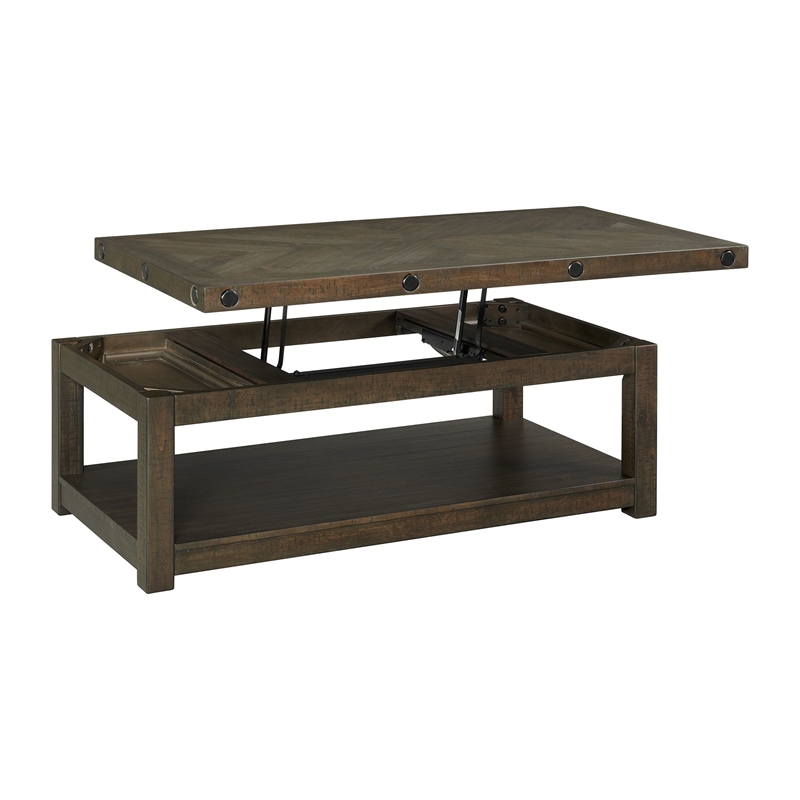 Bowery Hill Transitional Wood Gray Finish Coffee Table with Lift Top