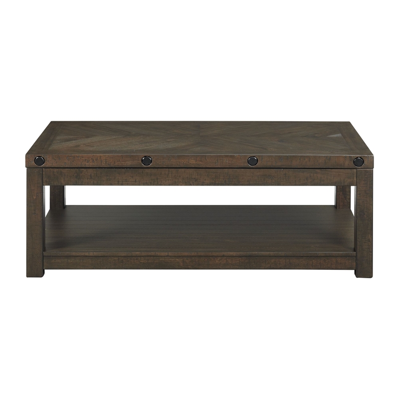 Bowery Hill Transitional Wood Gray Finish Coffee Table with Lift Top
