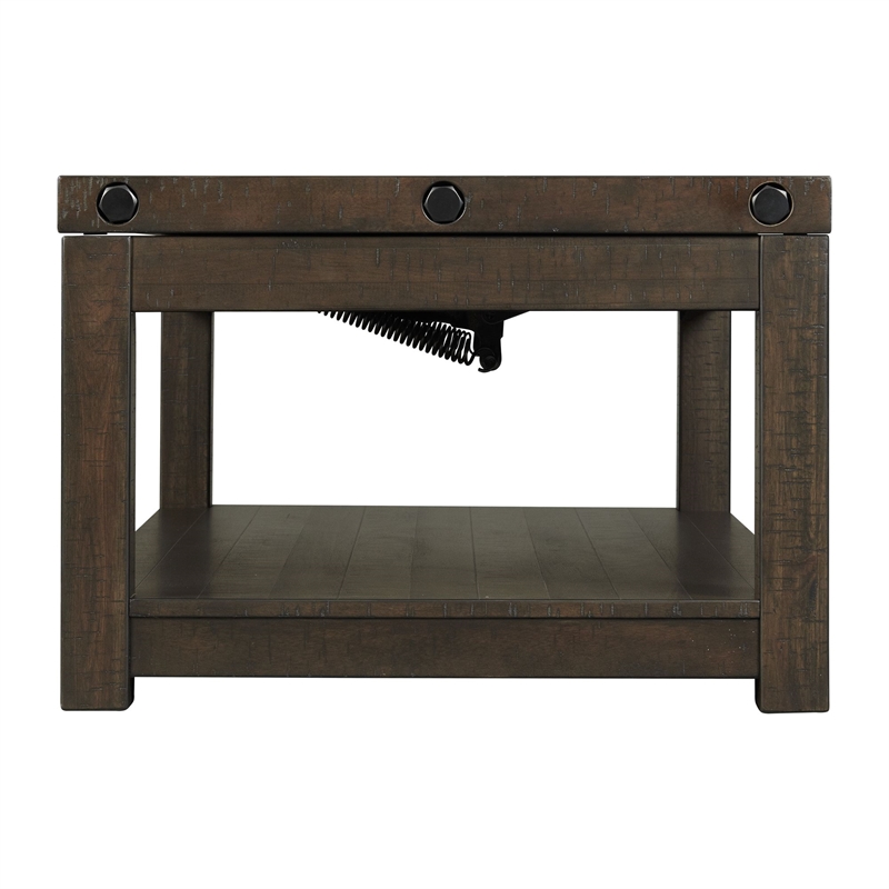 Bowery Hill Transitional Wood Gray Finish Coffee Table with Lift Top