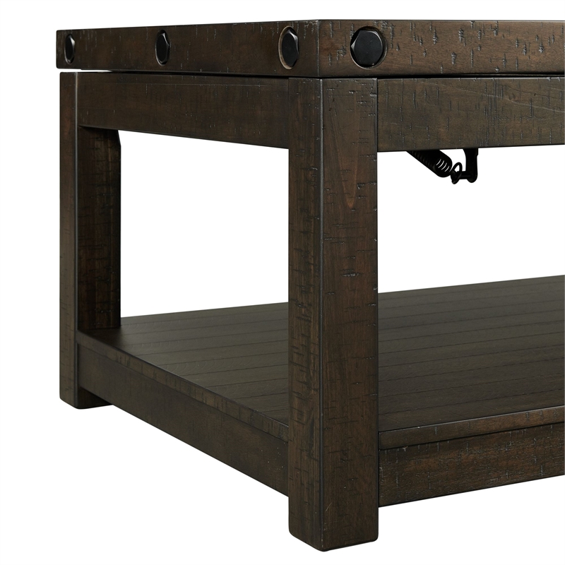 Bowery Hill Transitional Wood Gray Finish Coffee Table with Lift Top