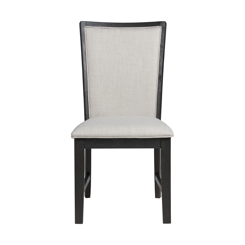 Bowery Hill Transitional Wood Dining Slat Back Side Chair Set in Black