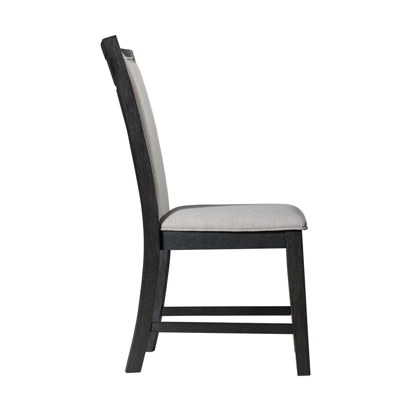 Bowery Hill Transitional Wood Dining Slat Back Side Chair Set in Black