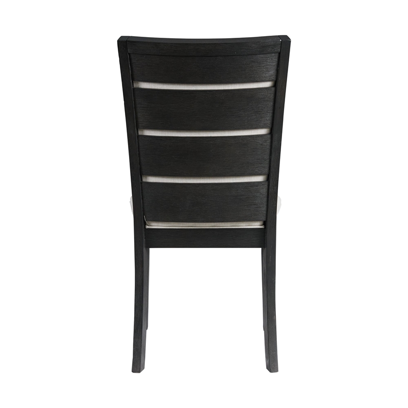 Bowery Hill Transitional Wood Dining Slat Back Side Chair Set in Black