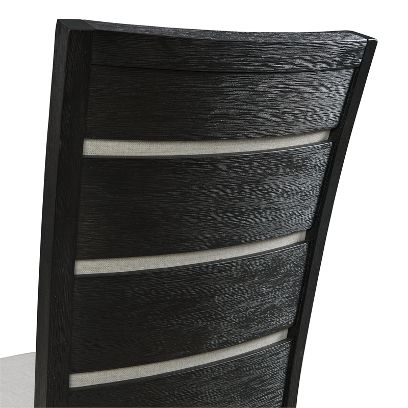 Bowery Hill Transitional Wood Dining Slat Back Side Chair Set in Black