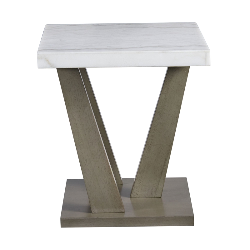 Bowery Hill Contemporary Marble 2PC Occasional Set in Gray Finish