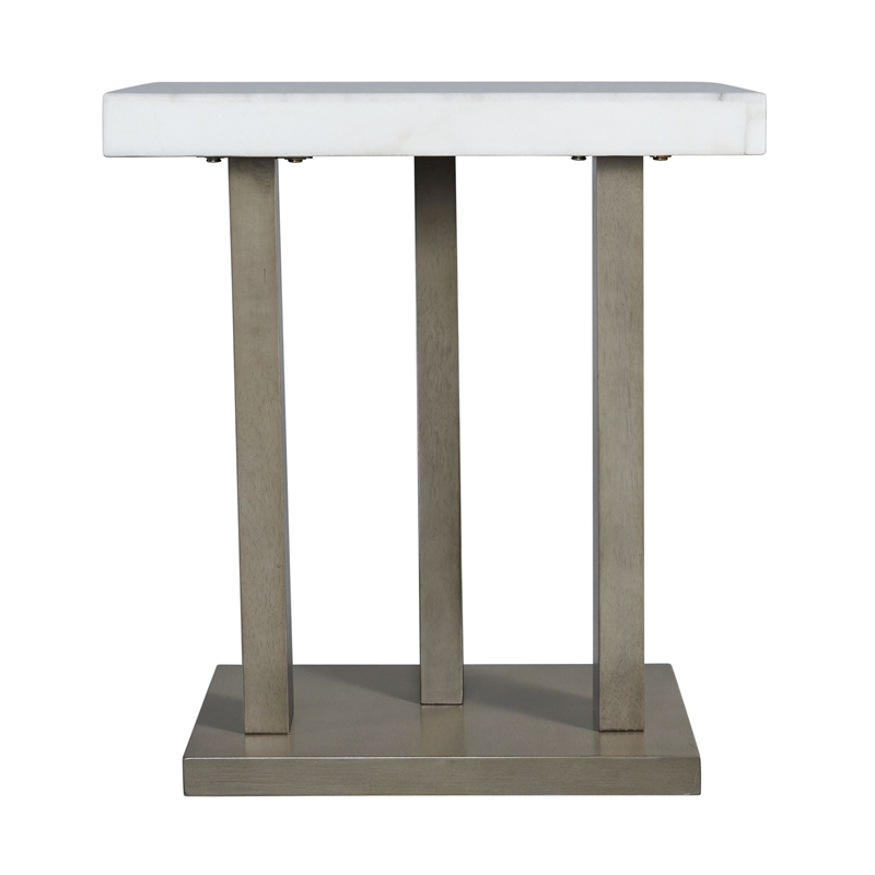Bowery Hill Contemporary Marble 2PC Occasional Set in Gray Finish