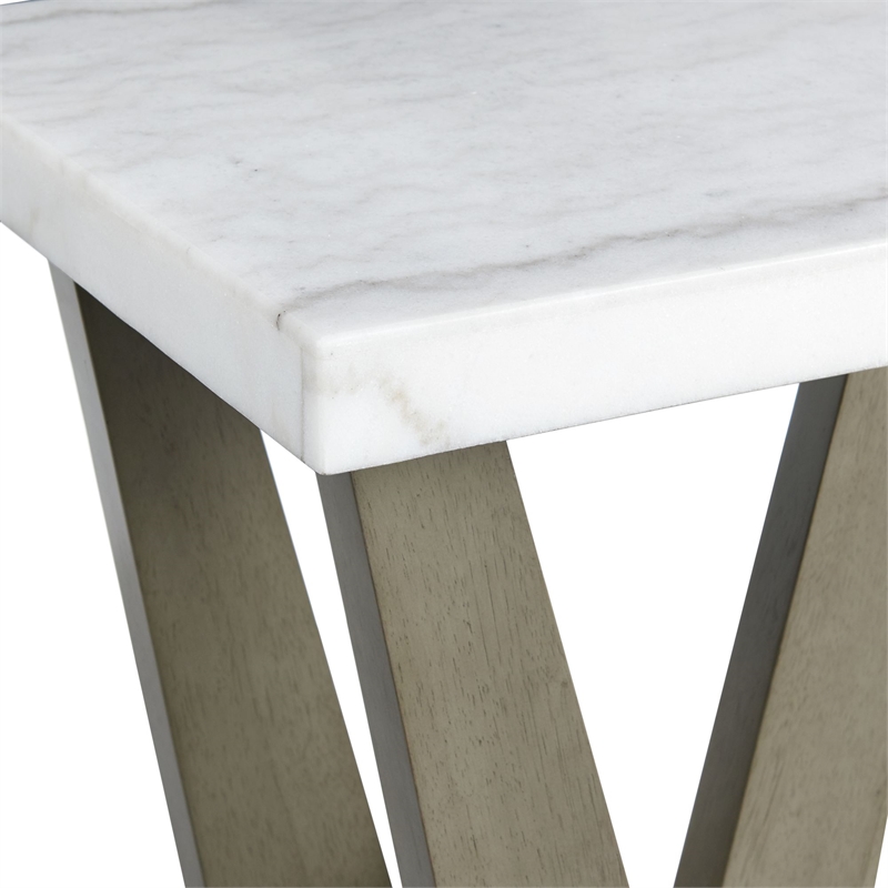 Bowery Hill Contemporary Marble 2PC Occasional Set in Gray Finish