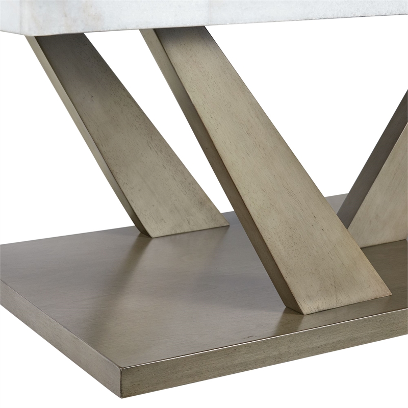 Bowery Hill Contemporary Marble 2PC Occasional Set in Gray Finish