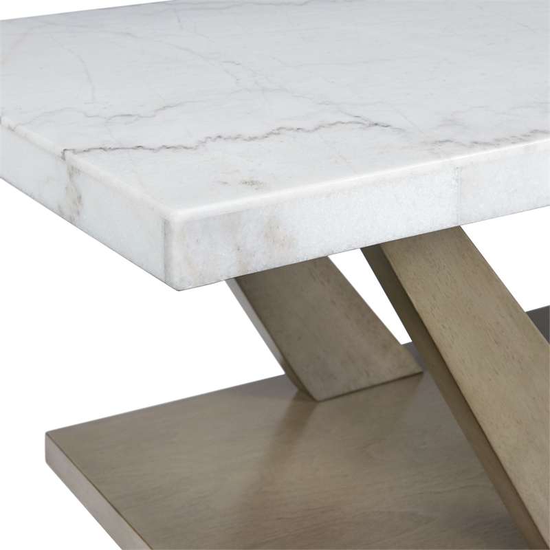 Bowery Hill Contemporary Marble 2PC Occasional Set in Gray Finish