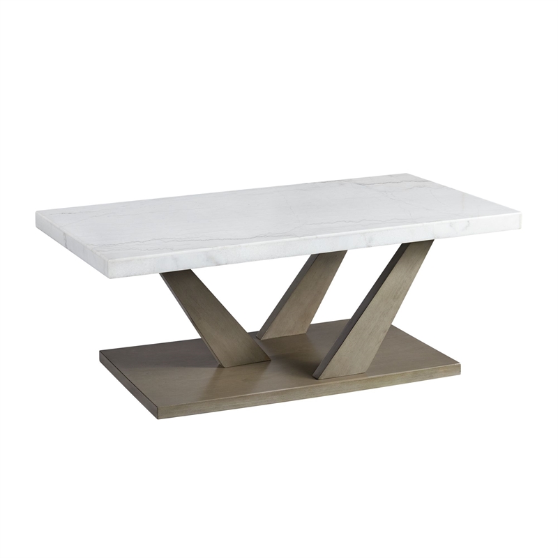 Bowery Hill Contemporary Marble 2PC Occasional Set in Gray Finish