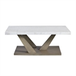 Bowery Hill Contemporary Marble 2PC Occasional Set in Gray Finish