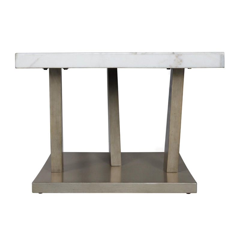 Bowery Hill Contemporary Marble 2PC Occasional Set in Gray Finish