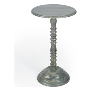 Bowery Hill Solid Wood Pedestal 16&quotW Accent Table - Gray Finish