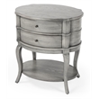Bowery Hill Transitional Wood Oval Side Table in Gray Finish