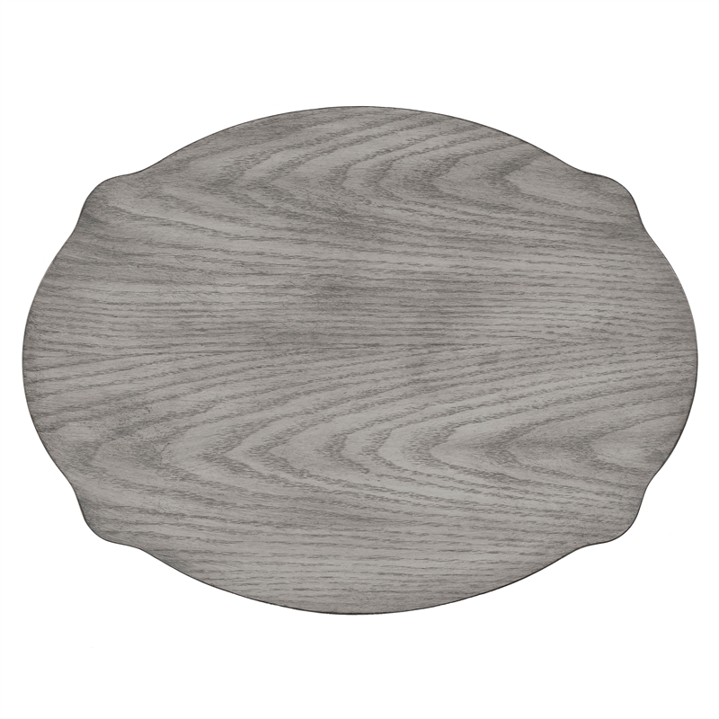 Bowery Hill Transitional Wood Oval Side Table in Gray Finish