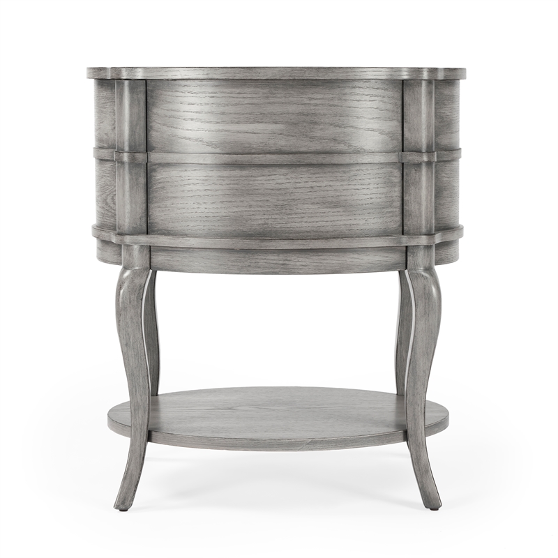 Bowery Hill Transitional Wood Oval Side Table in Gray Finish