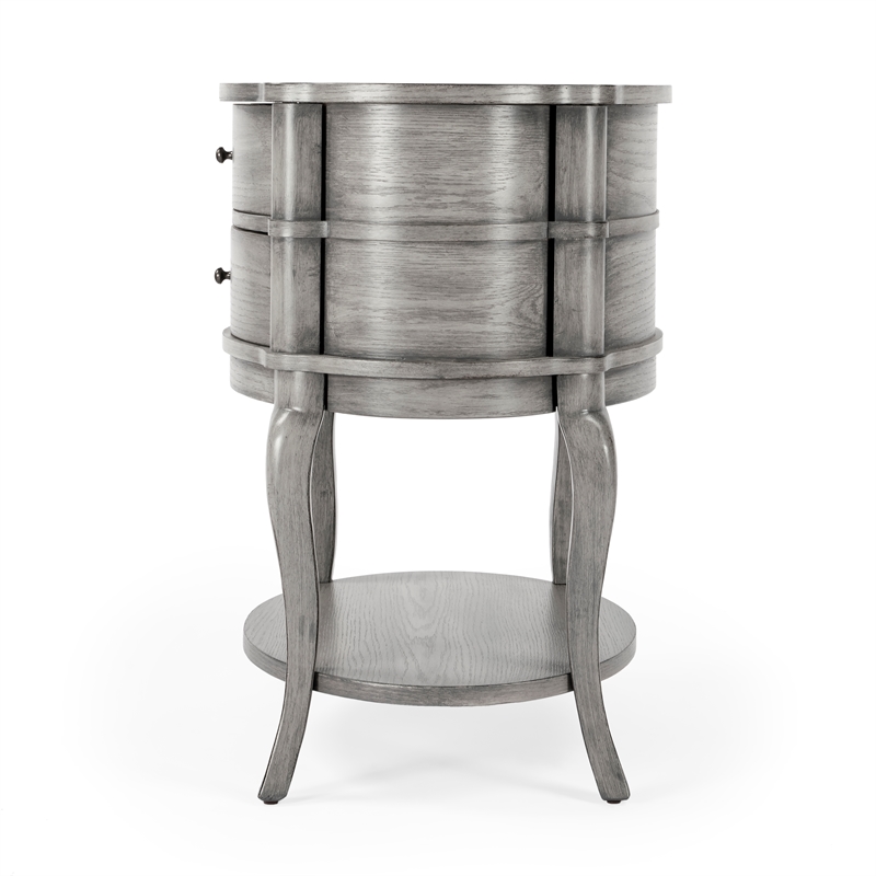 Bowery Hill Transitional Wood Oval Side Table in Gray Finish