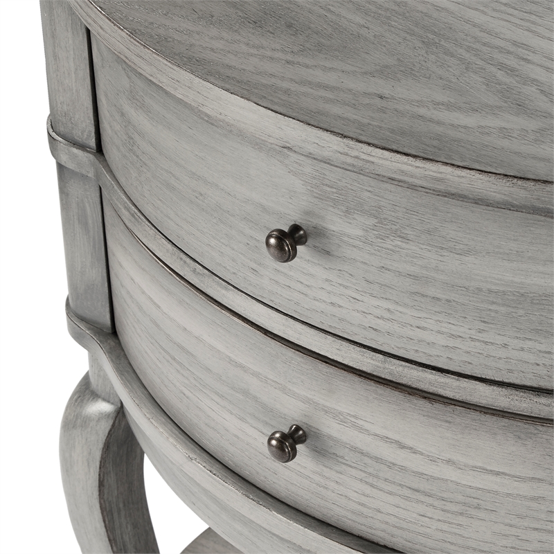 Bowery Hill Transitional Wood Oval Side Table in Gray Finish