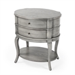 Bowery Hill Transitional Wood Oval Side Table in Gray Finish