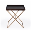 Bowery Hill Transitional Brown Mango Wood and Gold Cross Legs Tray Table