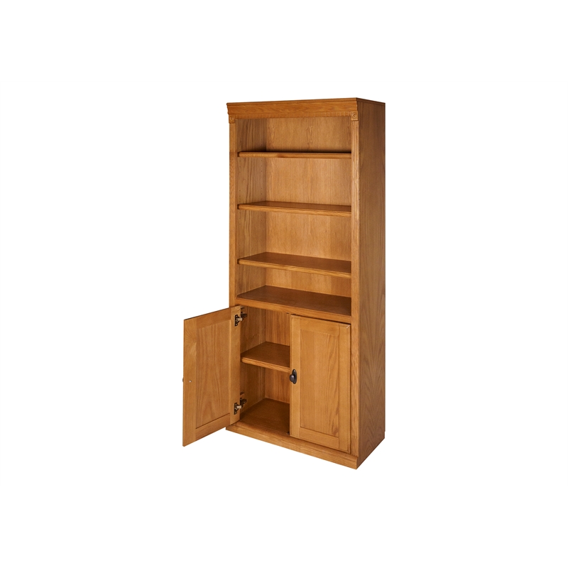Bowery Hill Wood Brown Bookcase Rectangular Distressed 72