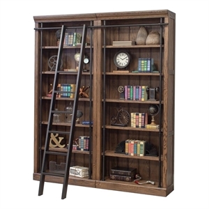 Bowery Hill Solid Oak Wall Oak Bookcase Rectangular Adjustable Shelves 94&quotH Assembled