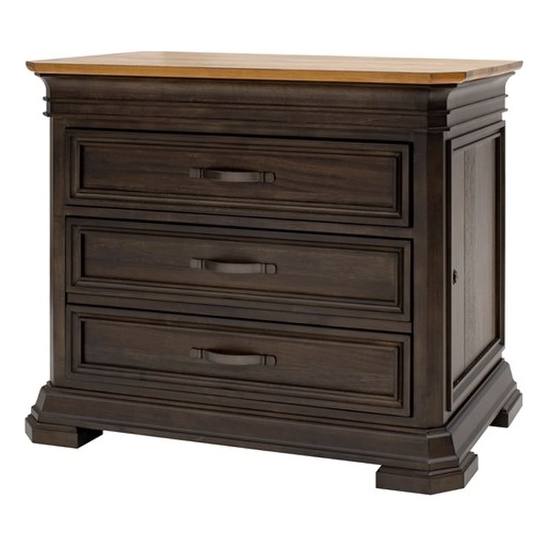 Bowery Hill Wood Brown Filing Cabinet Rectangular Solid Wood Plank Top 36