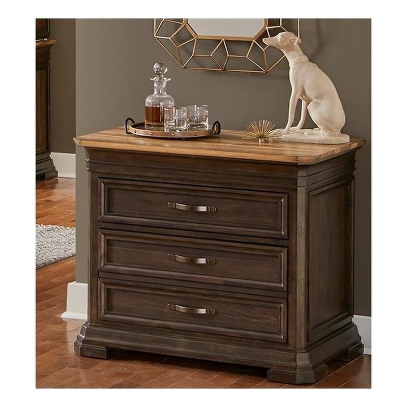 Bowery Hill Wood Brown Filing Cabinet Rectangular Solid Wood Plank Top 36